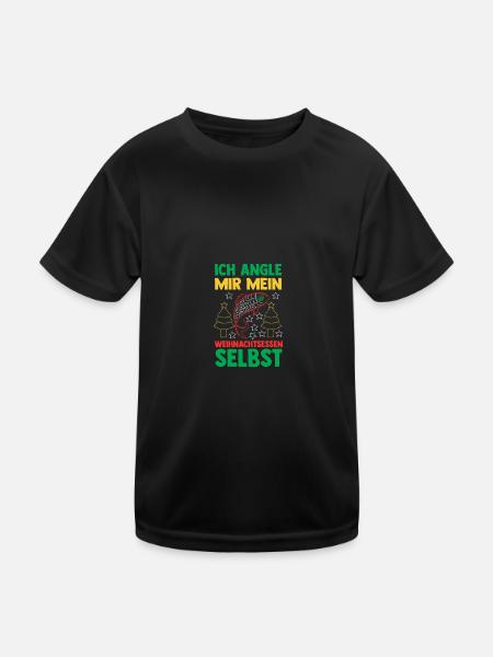 Santa Claus Fishing Christmas Party Christmas - Kids Functional T-Shirt - black - Front