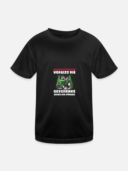 Weihnachtsmann Traktor Weihnachtsfest Bauer Landwi - Kinder Funktions-T-Shirt - Schwarz - Vorne