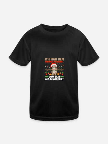 Weihnachtsmann Weihnachtsfest Faultier - Kinder Funktions-T-Shirt - Schwarz - Vorne
