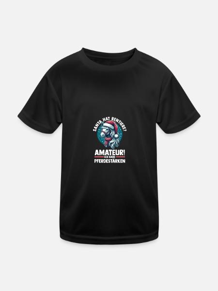 Père Noël Noël équitation cavalier chevaux - T-shirt sport Enfant - noir - Devant