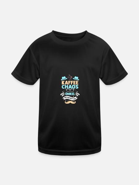 Kaffee Onkel - Kinder Funktions-T-Shirt - Schwarz - Vorne