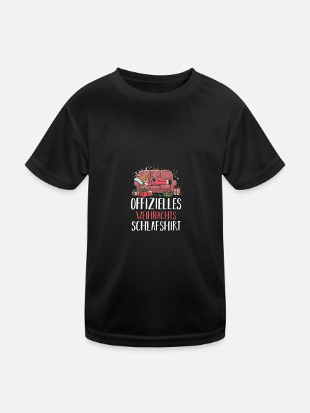Chemise de nuit officielle de Noël Renne - T-shirt sport Enfant - noir - Devant