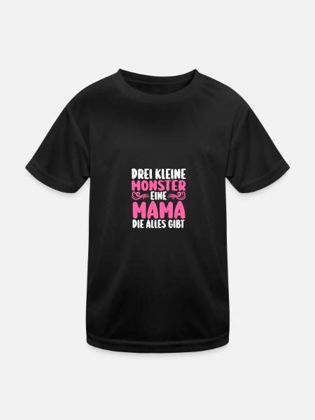 Mama Von 3 Kindern - Kinder Funktions-T-Shirt - Schwarz - Vorne