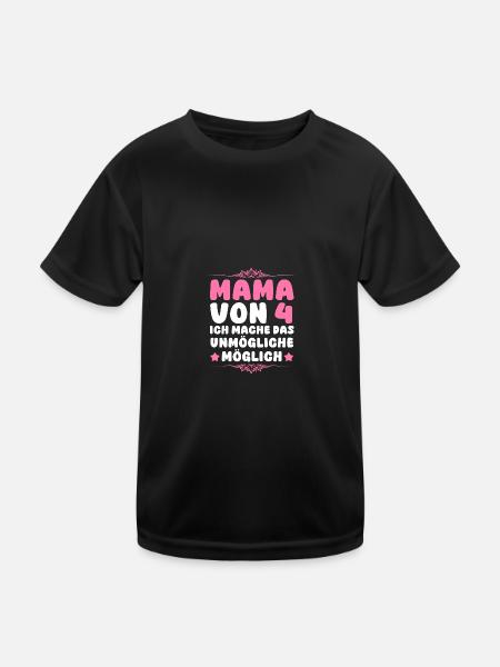 Mom of 4 children - Kids Functional T-Shirt - black - Front