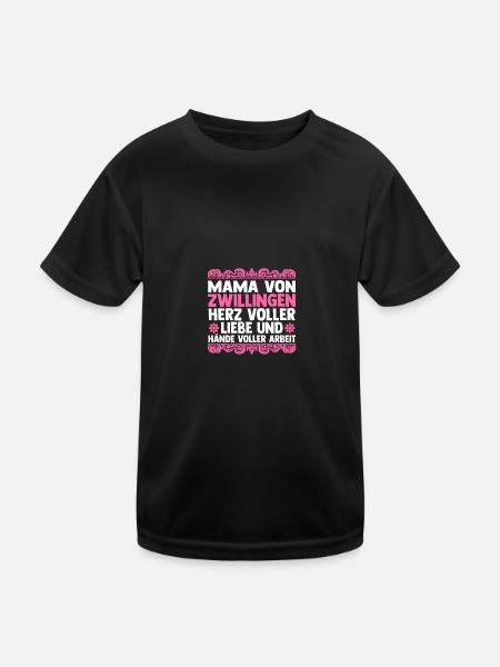 Mama Von Zwillingen - Kinder Funktions-T-Shirt - Schwarz - Vorne