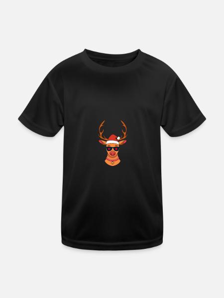 Santa Claus Christmas Reindeer - Kids Functional T-Shirt - black - Front