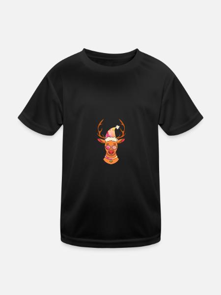 Santa Claus Christmas Reindeer - Kids Functional T-Shirt - black - Front