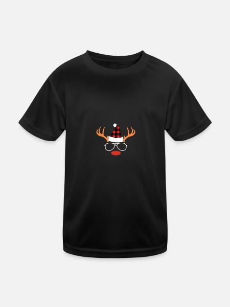 Santa Claus Christmas Reindeer - Kids Functional T-Shirt - black - Front