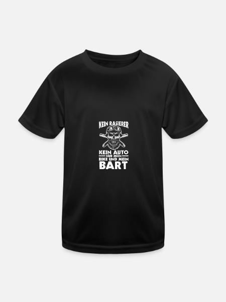 Bärtiger Biker Bartträger Motorradfahrer Motorrad - Kinder Funktions-T-Shirt - Schwarz - Vorne