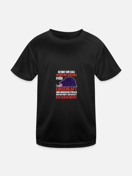 Faulenzer Langschläfer Motivation Igel - Kinder Funktions-T-Shirt - Schwarz - Vorne