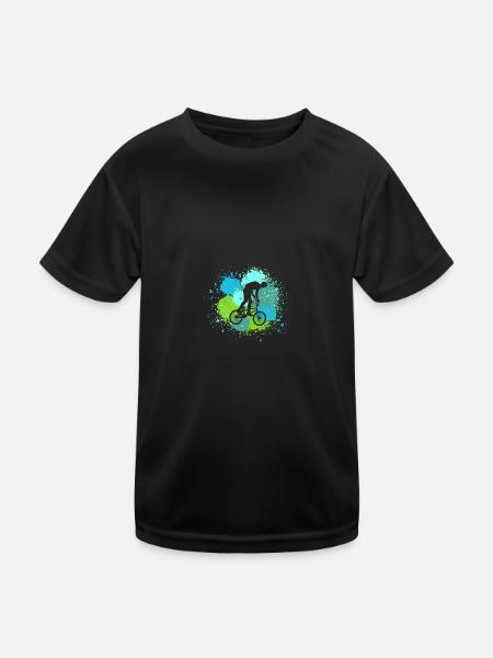 Vélo VTT - T-shirt sport Enfant - noir - Devant