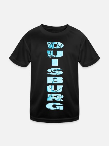 Duisburg Deutschland Stadt Schrift Skyline Heimat - Kinder Funktions-T-Shirt - Schwarz - Vorne