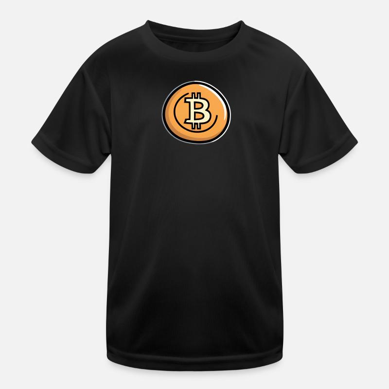 Bitcoin Coin Art Emblem - Kids Functional T-Shirt - black