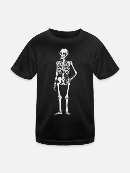 skeleton listening to walkman - Kids Functional T-Shirt - black - Front