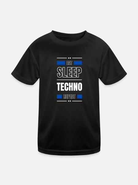 manger du sommeil techno répéter l’idée cadeau en disant fête - T-shirt sport Enfant - noir - Devant