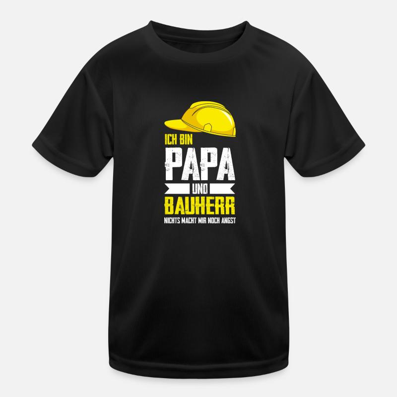 Bauherr Papa Baustelle Geschenk - Kinder Funktions-T-Shirt - Schwarz