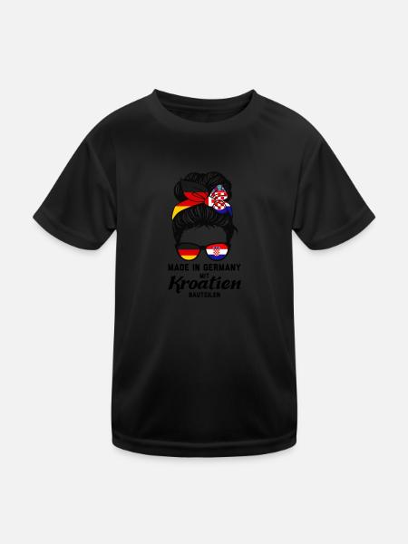Deutsche Kroatin Kroatien Geschenk - Kinder Funktions-T-Shirt - Schwarz - Vorne