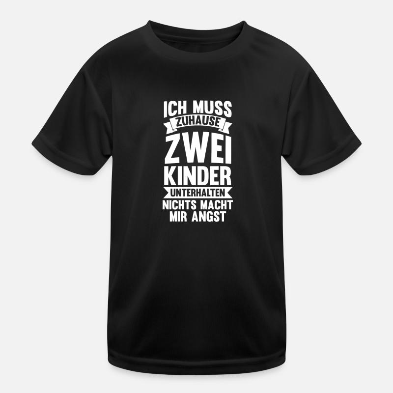 2 Kinder Familie Papa von 2 Kindern Geschenk Kinder Funktions-T-Shirt