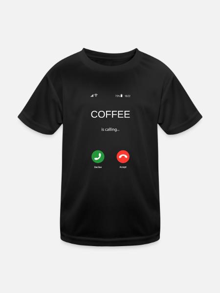 Cadeau de café amusant - Coffee is Calling - T-shirt sport Enfant - noir - Devant