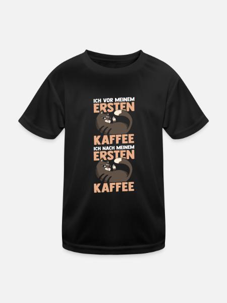 Katze Ich Vor Meinem Ersten Kaffe - Kinder Funktions-T-Shirt - Schwarz - Vorne