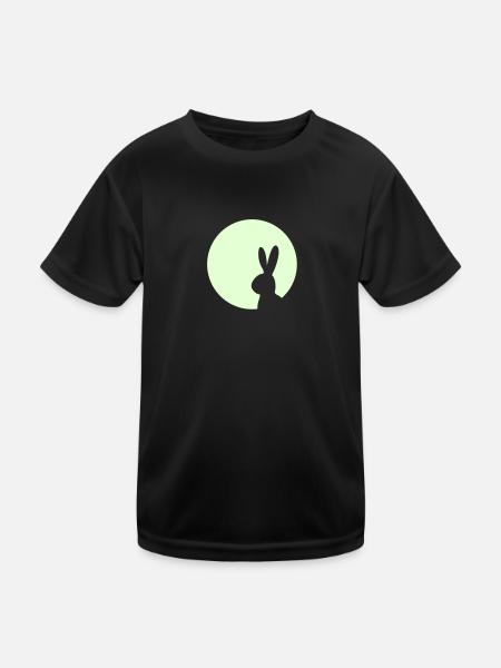 Moony Hase im Mond Kaninchen Häschen - Kinder Funktions-T-Shirt - Schwarz