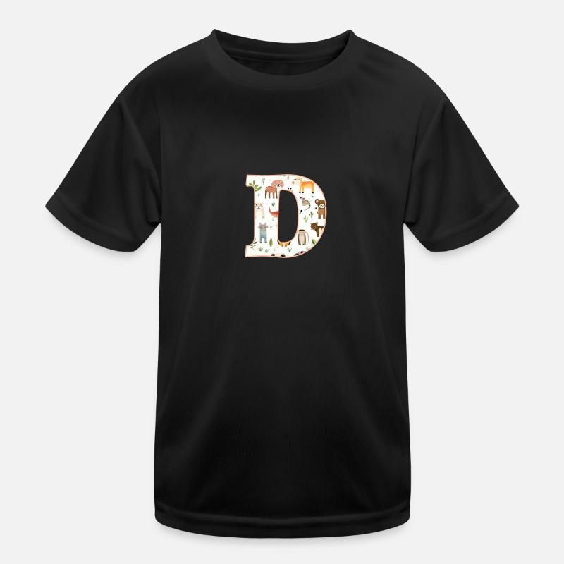 Buchstabe D, Monogramm, Tiermuster Kinder Funktions-T-Shirt