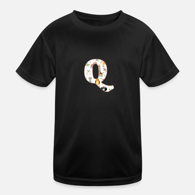 Buchstabe Q, Monogramm, Tiermuster Kinder Funktions-T-Shirt