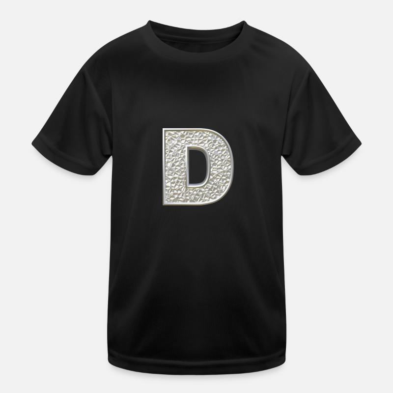 D, letter, letter D, initial, initial D, monogram, Kids Functional T-Shirt