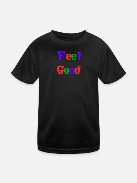 POSITIV. GUT. GLÜCKLICH. KOSTENLOS. FREIHEIT. WOHLFAHRT - Kinder Funktions-T-Shirt - Schwarz - Vorne