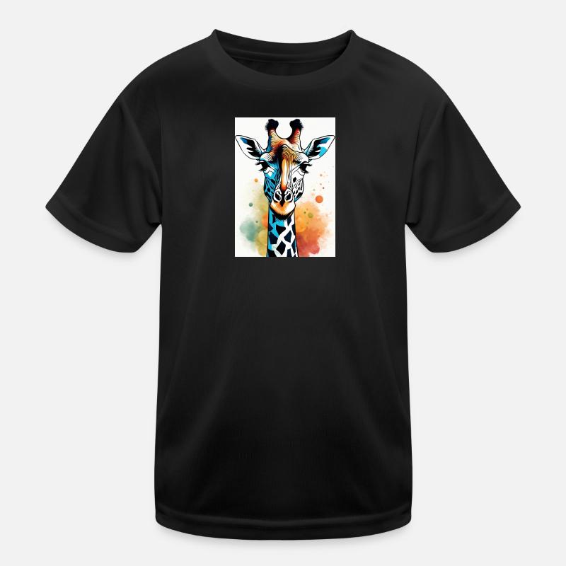 Abstract Geometric Giraffe Art Kids Functional T-Shirt