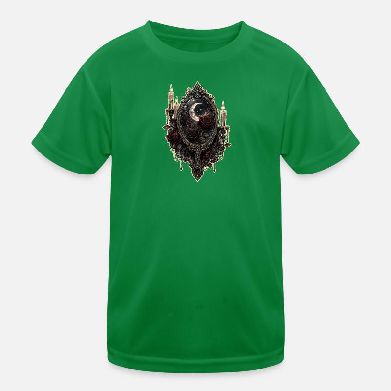 Gothic Mirror with Roses and Candles Kids Functional T-Shirt