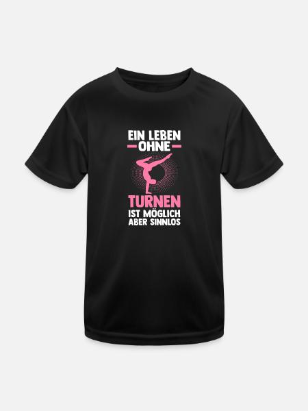 Turnen Sport Gymnastik Geschenk - Kinder Funktions-T-Shirt - Schwarz - Vorne