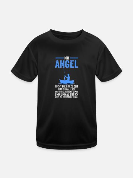 Angeln Fische Angler Geschenk - Kinder Funktions-T-Shirt - Schwarz - Vorne