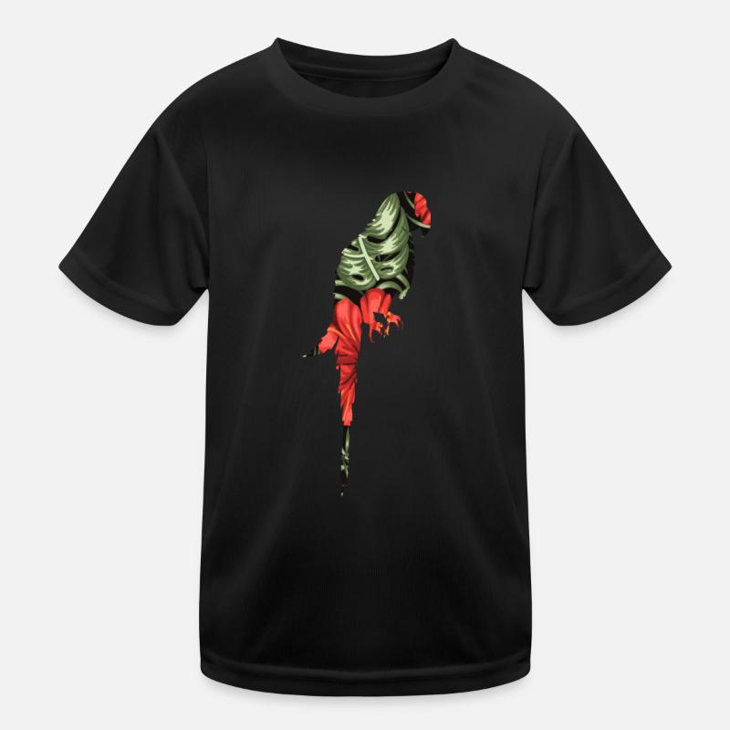 Blumen Vogel Exotisches Tier Geschenk Ara Papagei Kinder Funktions-T-Shirt