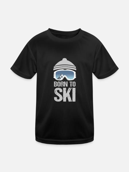 BORN TO SKI Hiver Sports d’hiver Idée cadeau - T-shirt sport Enfant - noir - Devant