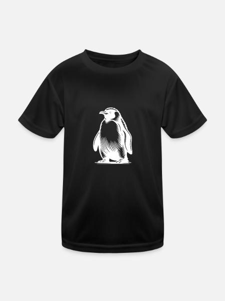 Kleiner niedlicher Pinguin Tattoo Illustration - Kinder Funktions-T-Shirt - Schwarz - Vorne