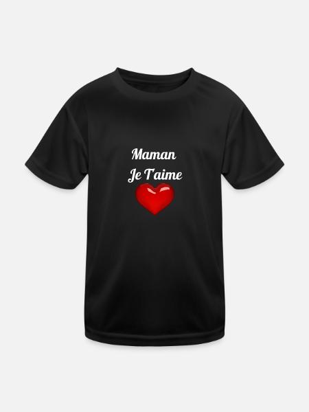 Maman Je T aime - T-shirt sport Enfant - noir - Devant