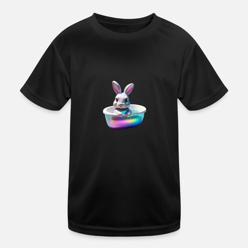 Funny Bunny in der Wanne Kinder Funktions-T-Shirt