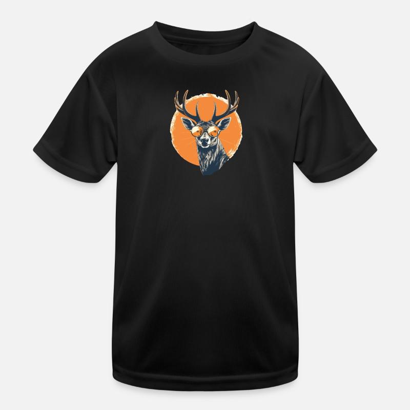 Hirsch Sonnenbrille Reh Rotwild Kinder Funktions-T-Shirt