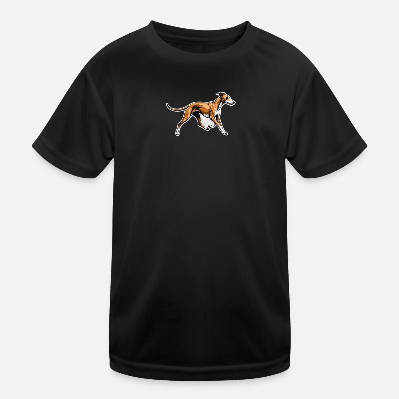 Dynamischer Windhund Lauf-Illustration - Kinder Funktions-T-Shirt - Schwarz