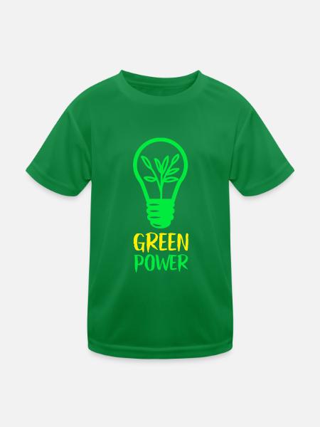 Green Power - Erneuerbare Energien - Kinder Funktions-T-Shirt - Kelly Green - Vorne