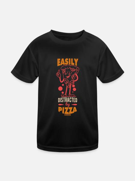 Facilement distrait par la pizza - T-shirt sport Enfant - noir - Devant