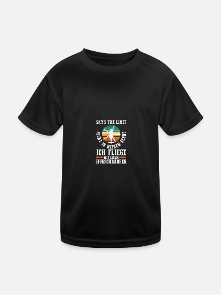 Pilot Helikopter Hubschrauber - Kinder Funktions-T-Shirt - Schwarz - Vorne