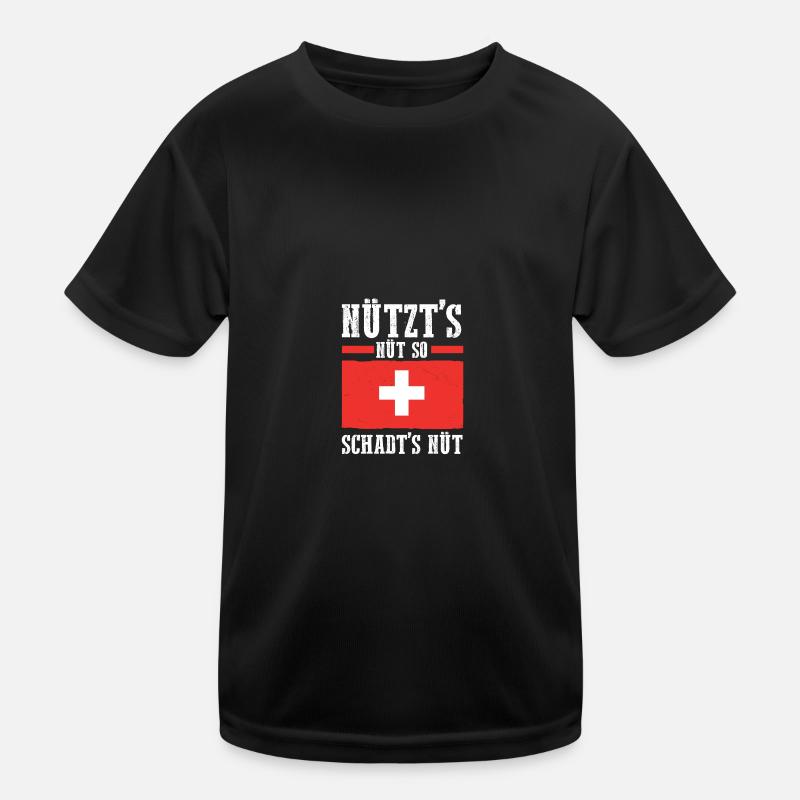 Schweizer Schweiz - Kinder Funktions-T-Shirt - Schwarz