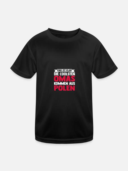 Pole Oma Großmutter Polen - Kinder Funktions-T-Shirt - Schwarz - Vorne