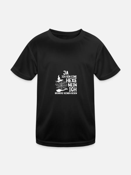 Witch Witch Broom Witch Costume Halloween - Kids Functional T-Shirt - black - Front