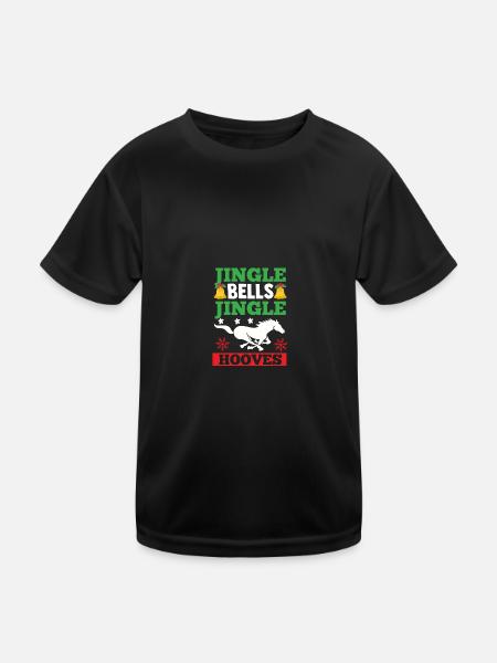 Weihnachtsmann Weihnachten Reiten Reiterin Pferde - Kinder Funktions-T-Shirt - Schwarz - Vorne