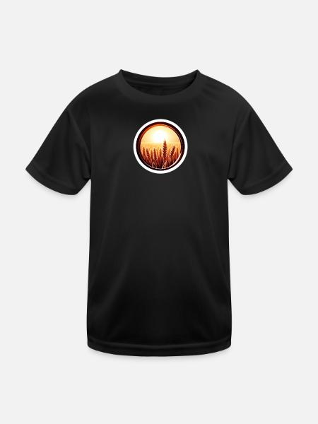 Goldenes Feld - Kinder Funktions-T-Shirt - Schwarz - Vorne