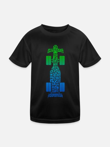 Race Car Racing Motorsport Racing Car Kids - Kids Functional T-Shirt - black - Front