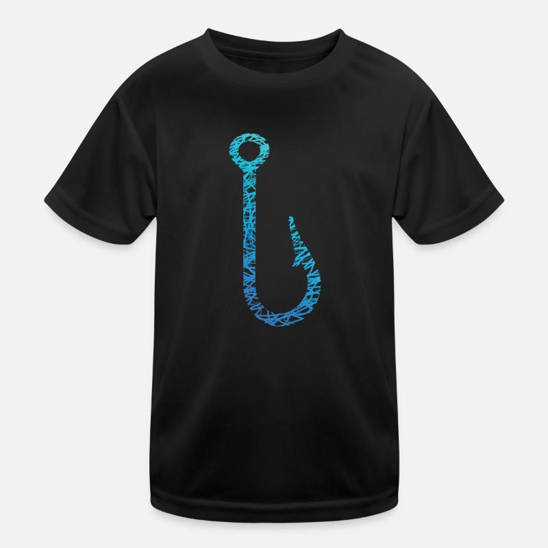 Fishing Hook Hook Scribble Colors Angler Kids Functional T-Shirt